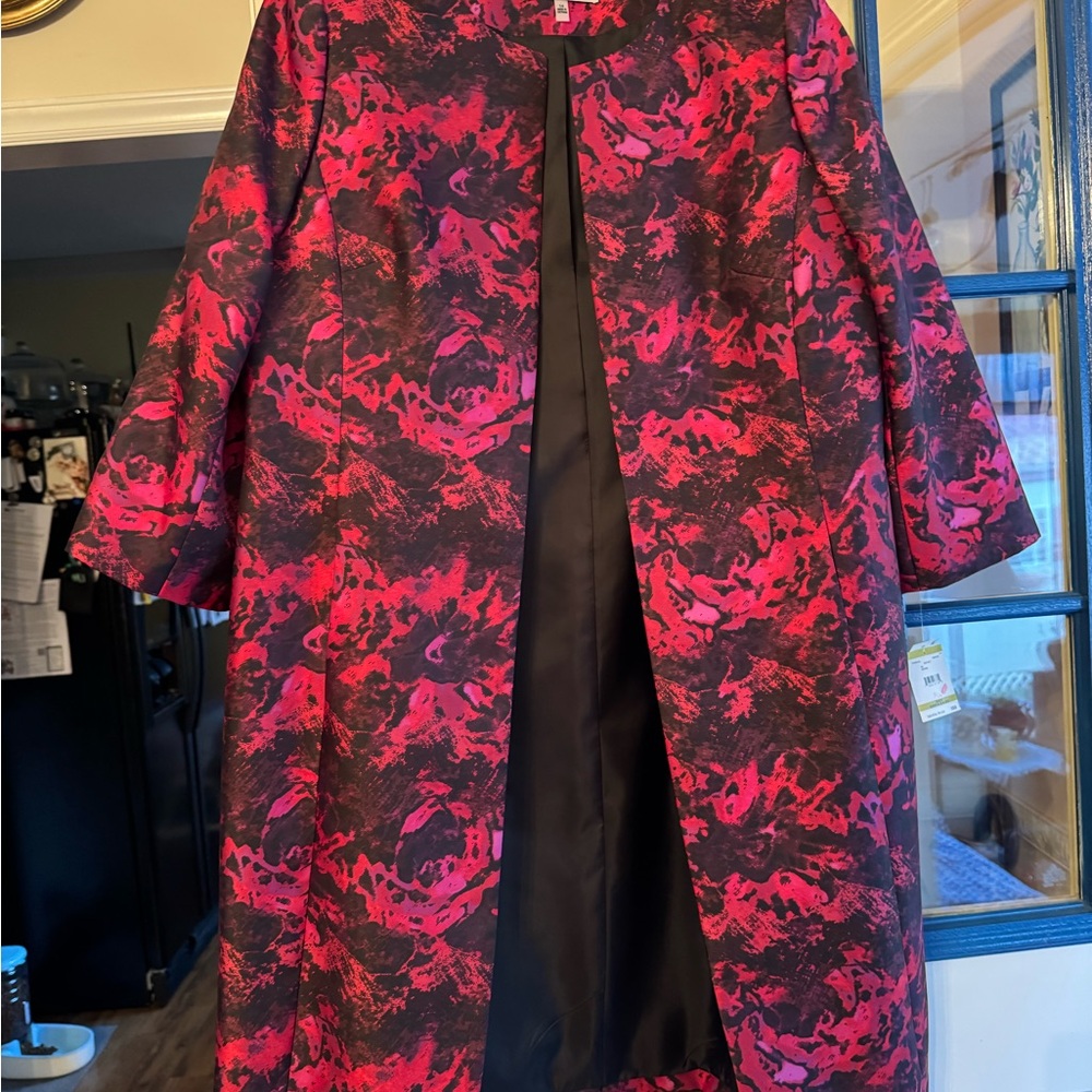 Kasper Red and Black Patterned Jacket